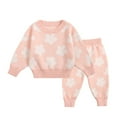 thumbnail image 2 of Tfken Outfits Sets For Children Girls Crew Neck Long Sleeve Flower Print Sweater Culotte Newborn Infant Fashion Clothing Sets Pink Size 2-3 Years, 2 of 9
