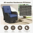 thumbnail image 6 of Planntonneo Outdoor Swivel Gliders Chair Set of 2, Patio Wicker High Back Swivel Rocker Chair with Navy Cushions for Balcony Deck Porch, 6 of 10