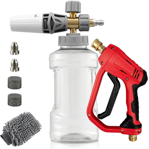 Foam Cannon with Pressure Washer Gun 1400-5000 PSI, Power Washer Gun with 3/8'' Swivel Quick Connector, Adjustable Foam Blaster, M22 and 1/4 Inch Quick Connect, 1 Liter