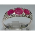thumbnail image 3 of LBG British Made VINTAGE style Solid 10K White Gold Natural Ruby Trilogy Ring, 3 of 7