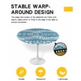 thumbnail image 2 of Aqua Geometric Table Cloth, Round Fitted Tablecloths with Elastic Edge, Modern Abstract Polka Dots Wipeable Waterproof Table Cover for Kitchen Wedding 45-54 Inches, 2 of 6