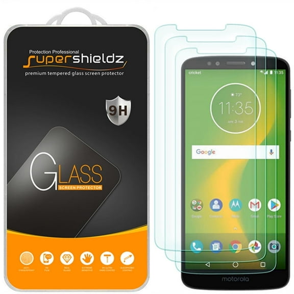 [3-Pack] Supershieldz for Motorola Moto E5 Supra Tempered Glass Screen Protector, Anti-Scratch, Anti-Fingerprint, Bubble Free