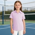 thumbnail image 2 of shoper Girls Polo Shirts Golf Tennis School Uniform Short Sleeve T Shirts V-Neck Collared Workout Tops for 3-14 Years (Light Purple), 2 of 5