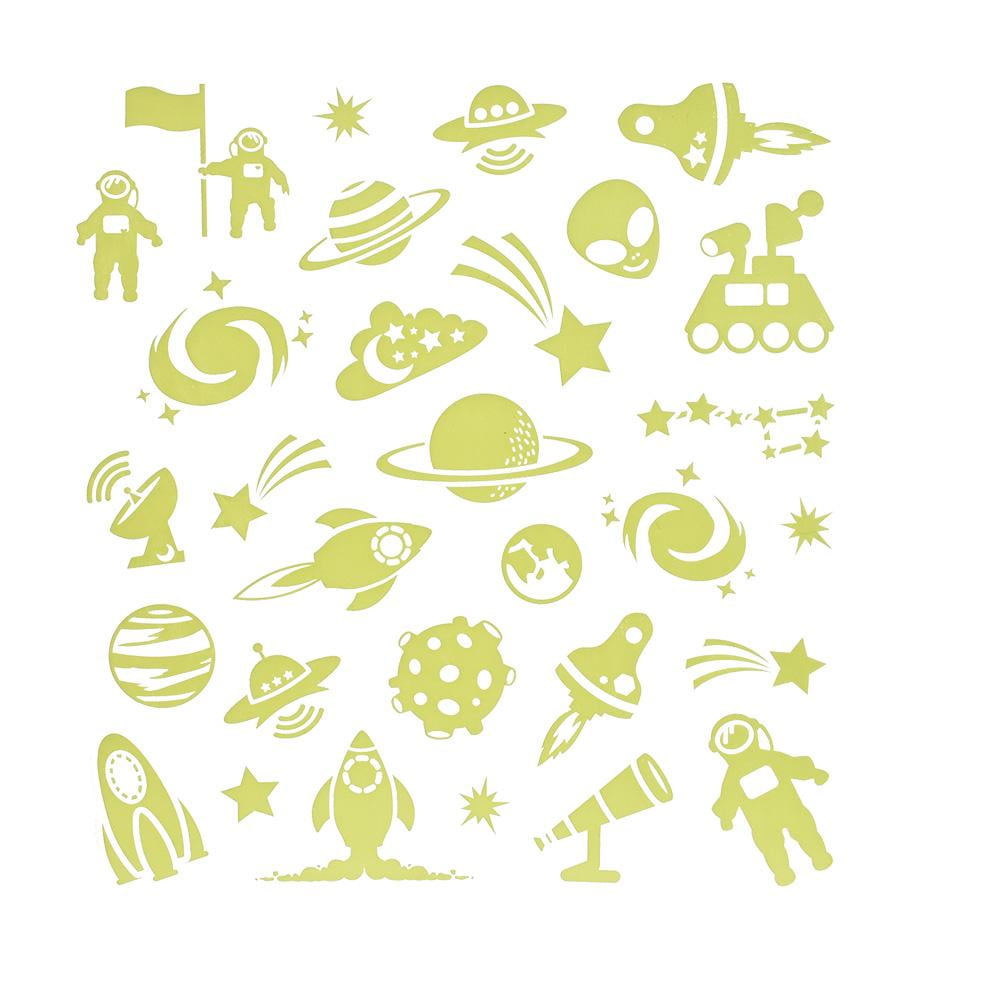 Glow In The Dark Outer Space Stickers, 30Piece