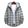 thumbnail image 3 of YAYUBA Hooded Flannel Shirt for Men Casual Button Down Shirt Long Sleeve Plaid Hoodie with Pocket, 3 of 6