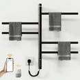 thumbnail image 2 of MASO Smart Rotating Heated Towel Rack for Bathroom, 90W Electric Towel Warmer with Swivel Bars, 1-24H Timer, 115℉-155℉, Wi-Fi App Control, Low Carbon Steel, IPX5, Plug-in/Hardwired, Black, 2 of 9
