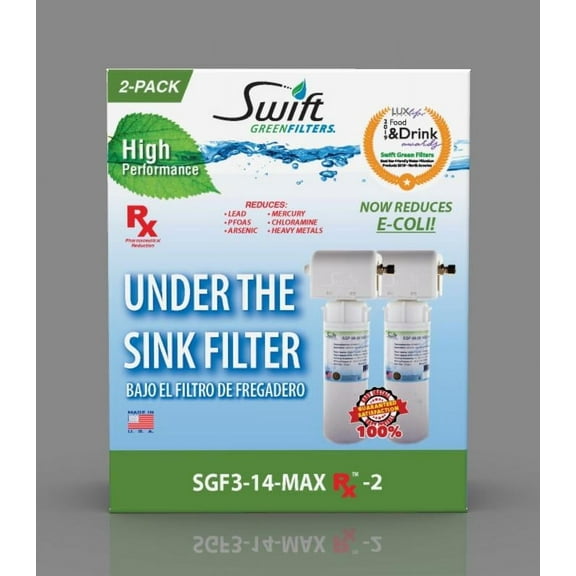 Swift Green Filters SGF3-14-MAX-Rx-2– Multi-Stage Under Sink Water Filter System | High Capacity, Eco-Friendly, Direct Connect | Made in USA
