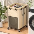 thumbnail image 1 of 150L Large Laundry Hampers, Oxford Fabric Laundry Hampers Clothes Hampers, Metal Frame and Removable Bag Design with Wheels, Suitable for Bedroom, Bathroom, Dorm Room, Laundry Room (Black), 1 of 5