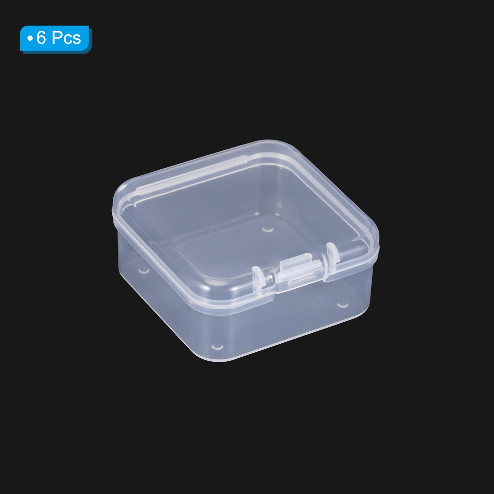 Unique Bargains Plastic Storage Box with Hinged Lid Stackable Organizer Clear 1.8"x1.8"x1"