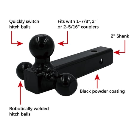 HYPER TOUGH TRAILER HITCH STEEL TRI-BALL MOUNT, CLASS III/IV TOWING, BLACK, AUTOMOTIVE ACCESSORIES, UNIT WEIGHT 10 LBS