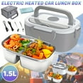 thumbnail image 4 of 65W Electric Lunch Box - 1.5L Leakproof Stainless Steel Food Warmer - Portable for Work, Car, Travel (110V/12V/24V, Includes Cutlery & Bag), 4 of 12