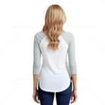 thumbnail image 4 of Women's Two Tone 3/4 Sleeve Raglan Baseball Shirt / Baseball Tee, White/Light Heather M, 4 of 6