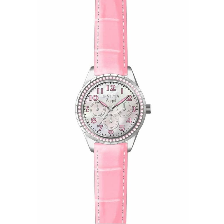 Invicta Wildflower Silver Dial Watch with Pink Leather Strap and Crystal Accents Invicta Wildflower Quartz Crystal Womens Watch with grey  main image 2