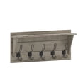 thumbnail image 2 of Merrick Lane Weathered Pine Wood 24 Inch Wall Mount Storage Rack with 5 Hooks and Upper Display Shelf, 2 of 11
