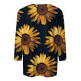 thumbnail image 4 of EHTMSAK Plus Size Tee Shirts for Women 3/4 Sleeve Loose Fit Solid Color 2024 Trendy Shirts Plus Size Crewneck Casual Tee Tops Fashion Elbow Length Sunflowers Printed Blouses Yellow XL, 4 of 5