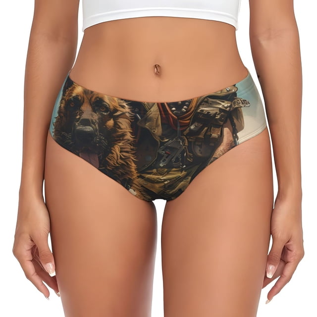Fotbe desert Man Shepherd Dog Calzones Estampados para Mujer – Ropa Interior de Algodón, Cómoda, Suave y Elástica-4X-Large