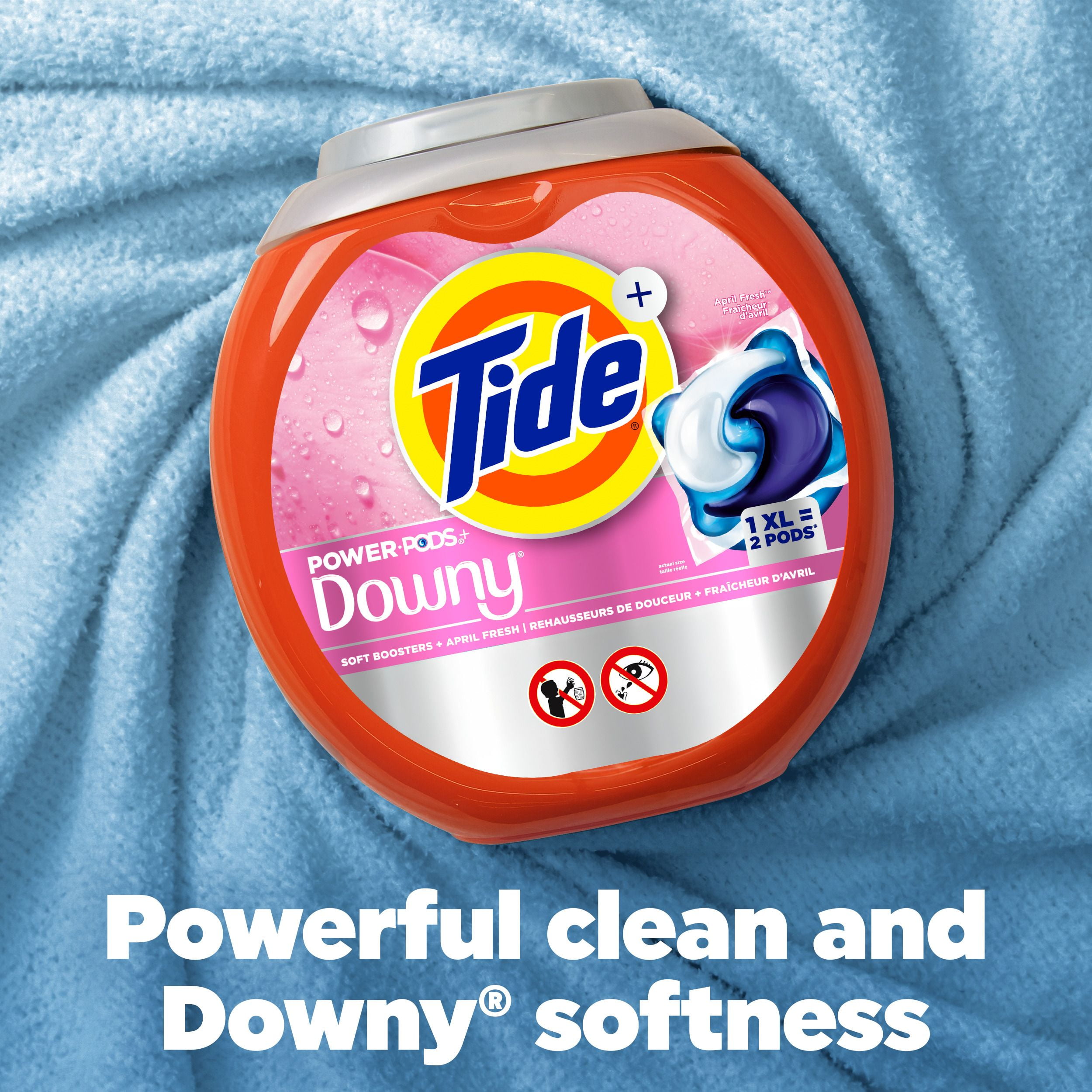 Tide Power PODs + Downy Laundry Detergent Pods, Soft Boosters + April Fresh, Detergent soap pacs for Laundry washing, HE compatible, 63 Count