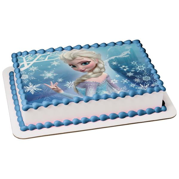 Frozen Elsa Pink Edible Icing Image Cake Birthday Party Topper Personalised