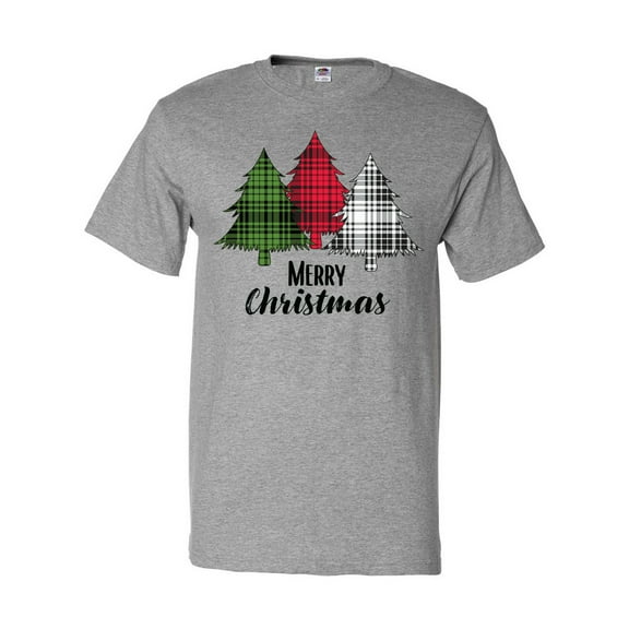 Inktastic Merry Christmas Plaid Trees T-Shirt