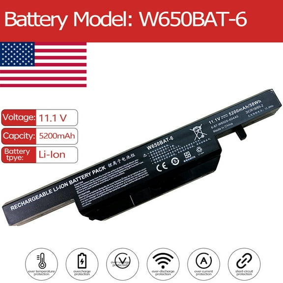 W650BAT-6 Laptop Battery for Hasee 6-87-W650S-4D4A5 G170SA-478G1T K650D-SL5D1 K650D-G4D1 K650C-i5D2 K650C-i7D5 K670E-G6E3 K650D-i7D3 K650D-G6D1 K650D-A29D3 K670E-G6T3 K650D-i5D1 K650D-G4D2 K650D-G4D3
