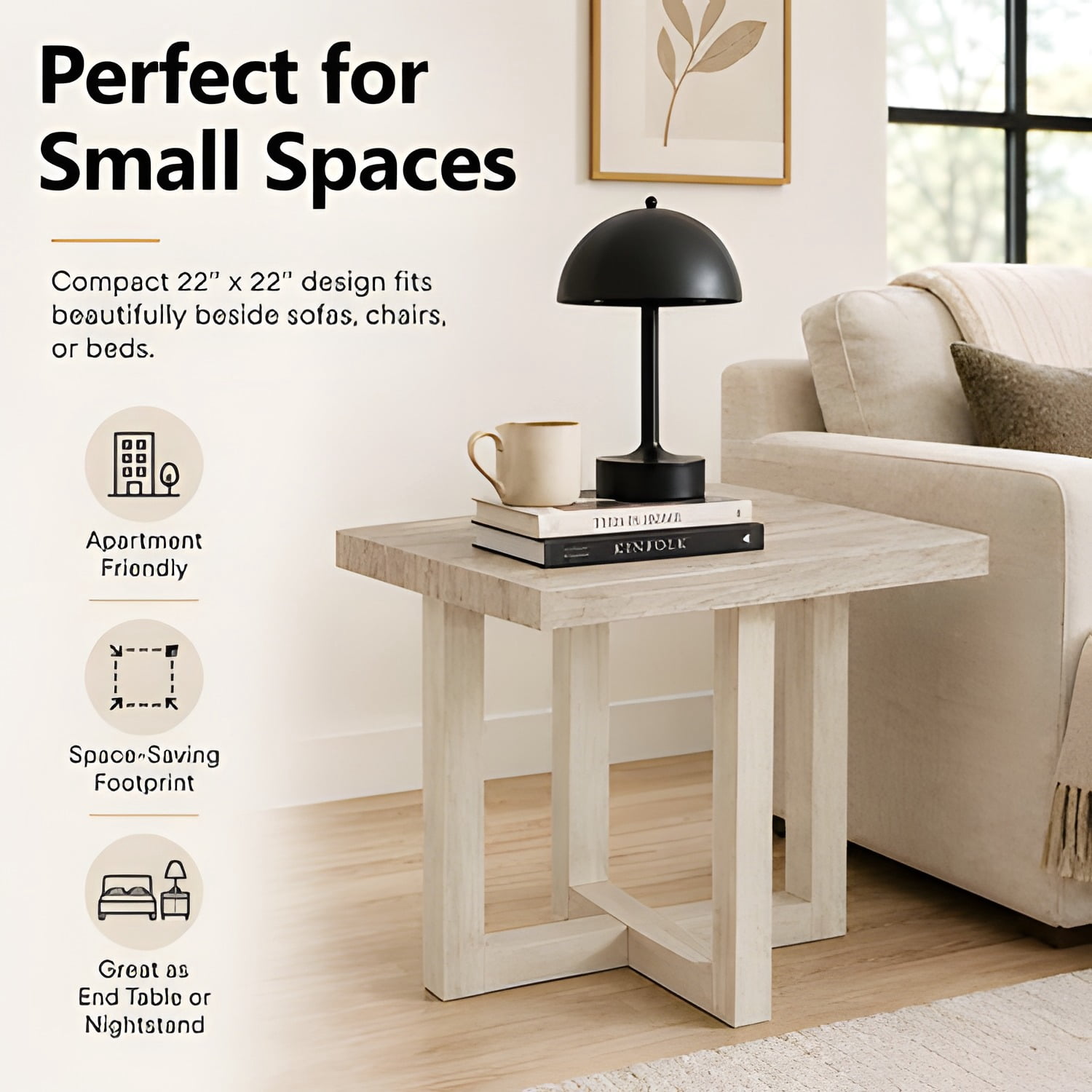 End Table, Weathered Gray and Beige