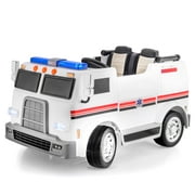 SUPERtrax White 12 V Ambulance Powered Ride-On with Remote Control
