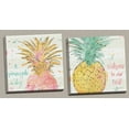 thumbnail image 1 of Tropical Hot Pink, Green and Gold Watercolor "Welcome To Our Nest" and "A Pineapple a Day" Set by Anne Tavoletti; Two 12x12in Hand-Stretched Canvases, 1 of 1