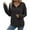 Black, variant on HAiming Womens Hoodies Casual Button V Neck Long Sleeve Pullover Solid Color Hooded Sweatshirt with Pocket
