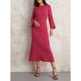 thumbnail image 3 of Biekopu Women’s Knit Long Dress Casual Long Sleeve Crew Neck Graphic Print Slim Fit Dress Fall Dress, 3 of 9