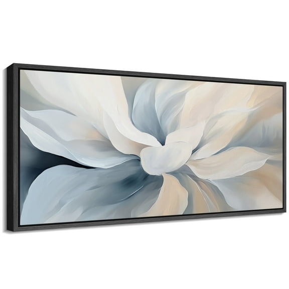 Large Framed Canvas Print Oilpainting Style Lily Flower Wall Art Decorative Ready to Hang Painting for Living room Bedroom - 60"x30" Black Frame