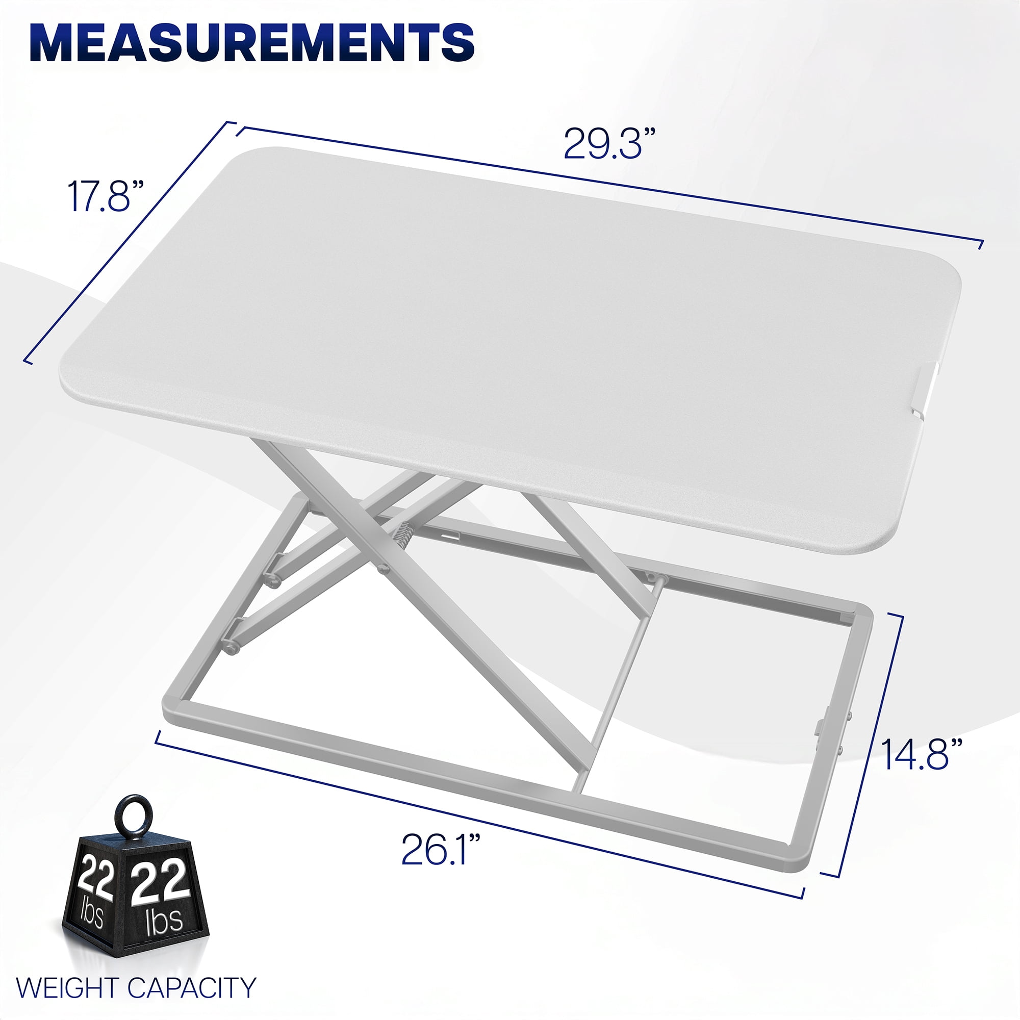 VIVO White Economy Height Adjustable 29" Standing Desk Desktop Monitor Riser