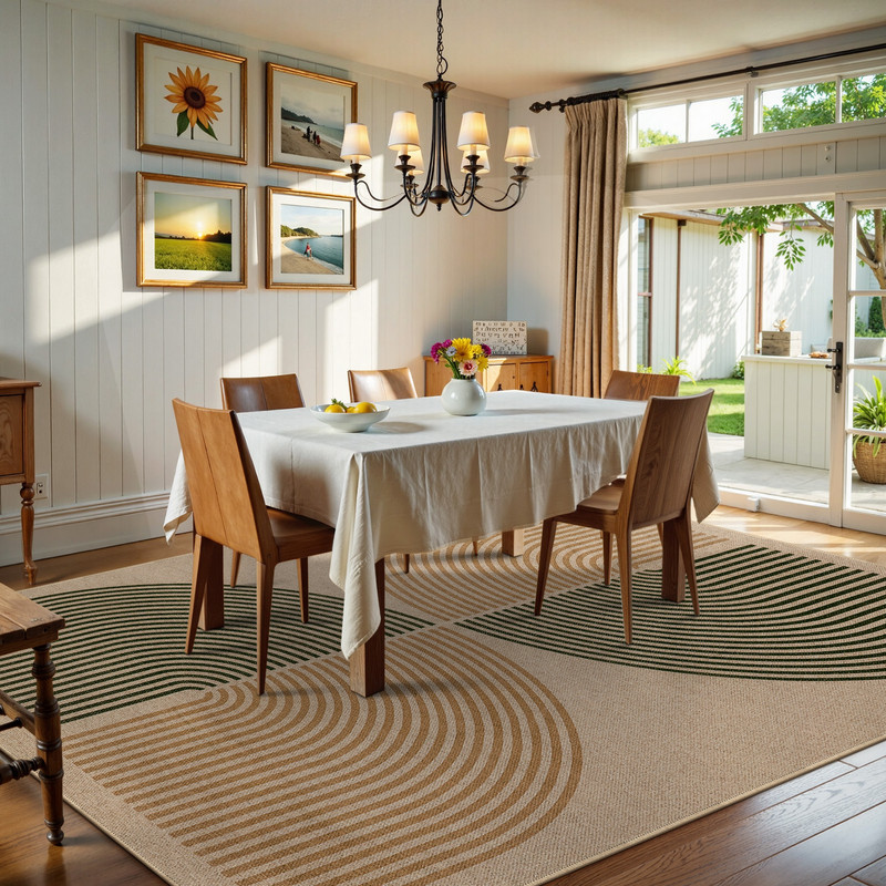 RUG ROBOT 8'x10' Easy Jute Rug, Large Area Rugs for Living Room, Modern Rainbow Washable Indoor Outdoor Rugs for Bedroom, Non Slip Farmhouse Accent Carpet for Backyard Dining Room