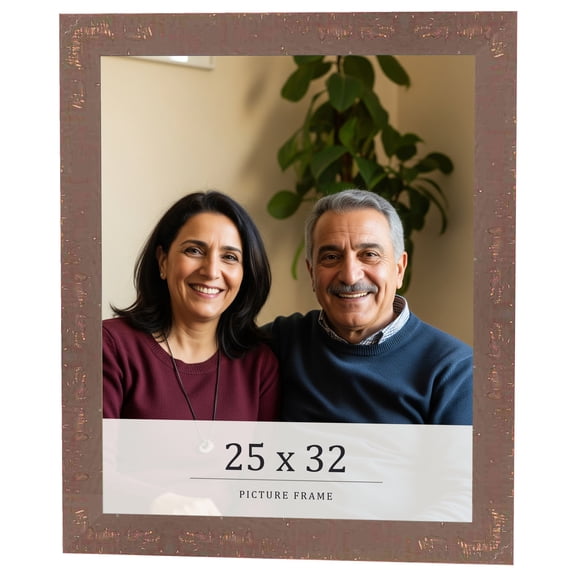25x32 Distressed Brown Real Wood Picture Frame Width 1.25 inches | Interior Frame Depth 0.5 inches