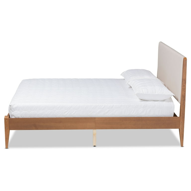 Baxton Studio Lenora Mid-Century Modern Beige Fabric Upholstered and Walnut Brown Finished Wood King Size Platform Bed Baxton Studio Lenora Mid-Century Modern Beige Fabric Upholstered and Walnut Brown Finished Wood King Size Platform Bed