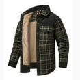 thumbnail image 4 of Miluxas Men's Outdoor Casual Camp Fleece Sherpa Lined Flannel Plaid Shirt Jacket Army Green, 4 of 8