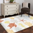 thumbnail image 4 of Rectangle Area Rug 4x6ft, Ocean Sea Turtles Coastal Coral Non-Shedding Washable Area Rug, Summer Starfish Beach Shells Non Slip Low-Profile Rugs for Living Room, Bedroom Dining Room, 4 of 9