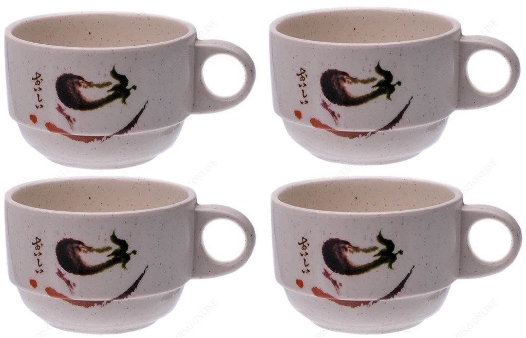 M.V. Trading EP107 Melamine Coffee Tea Cups with Eggplant Design, 6