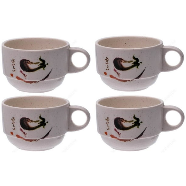 M V Trading Ep107 Melamine Coffee Tea Cups With Eggplant Design