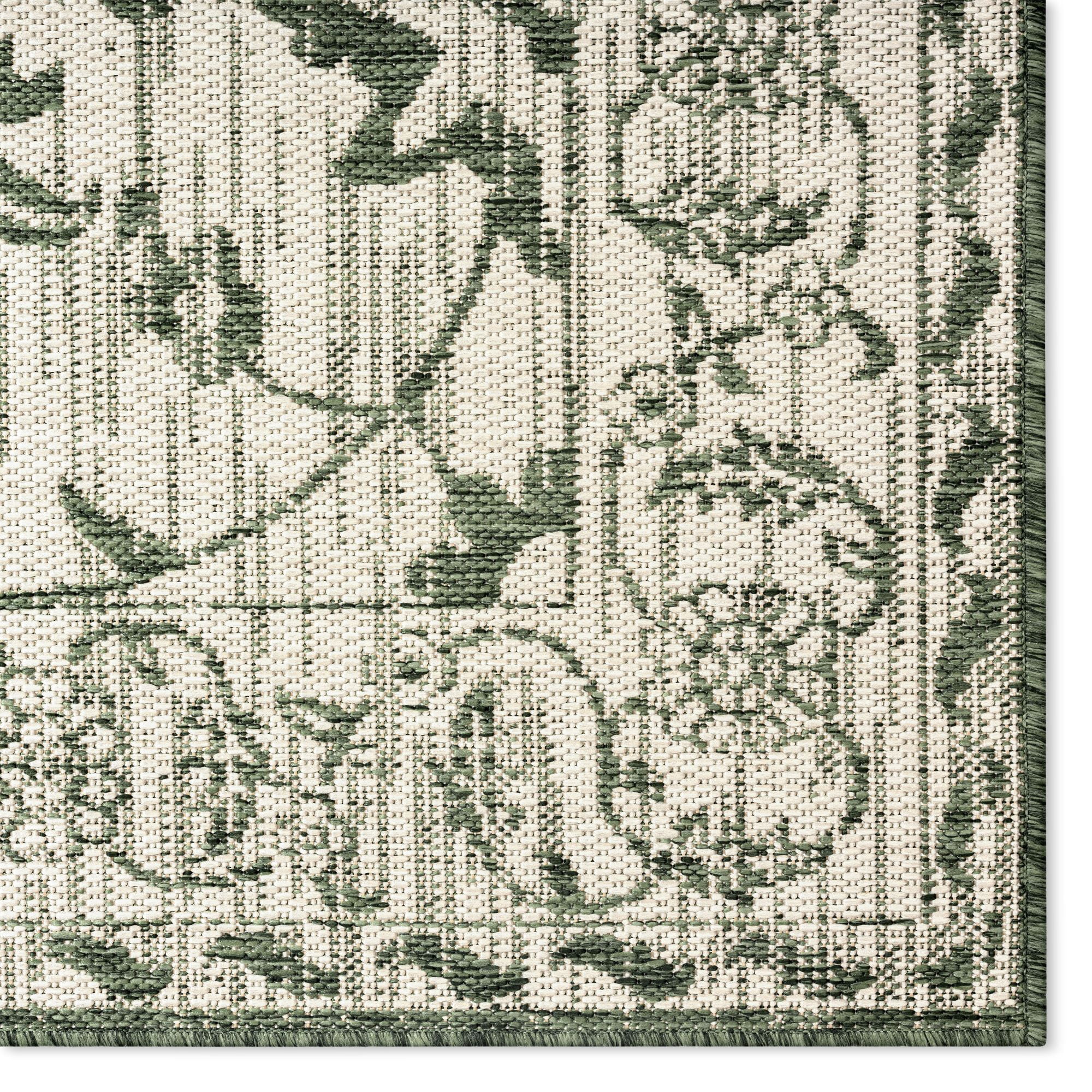 Nicole Miller New York Patio Country Ayala Botanical Floral Indoor/Outdoor Area Rug, Light Green/Ivory , 5'2"x7'2"