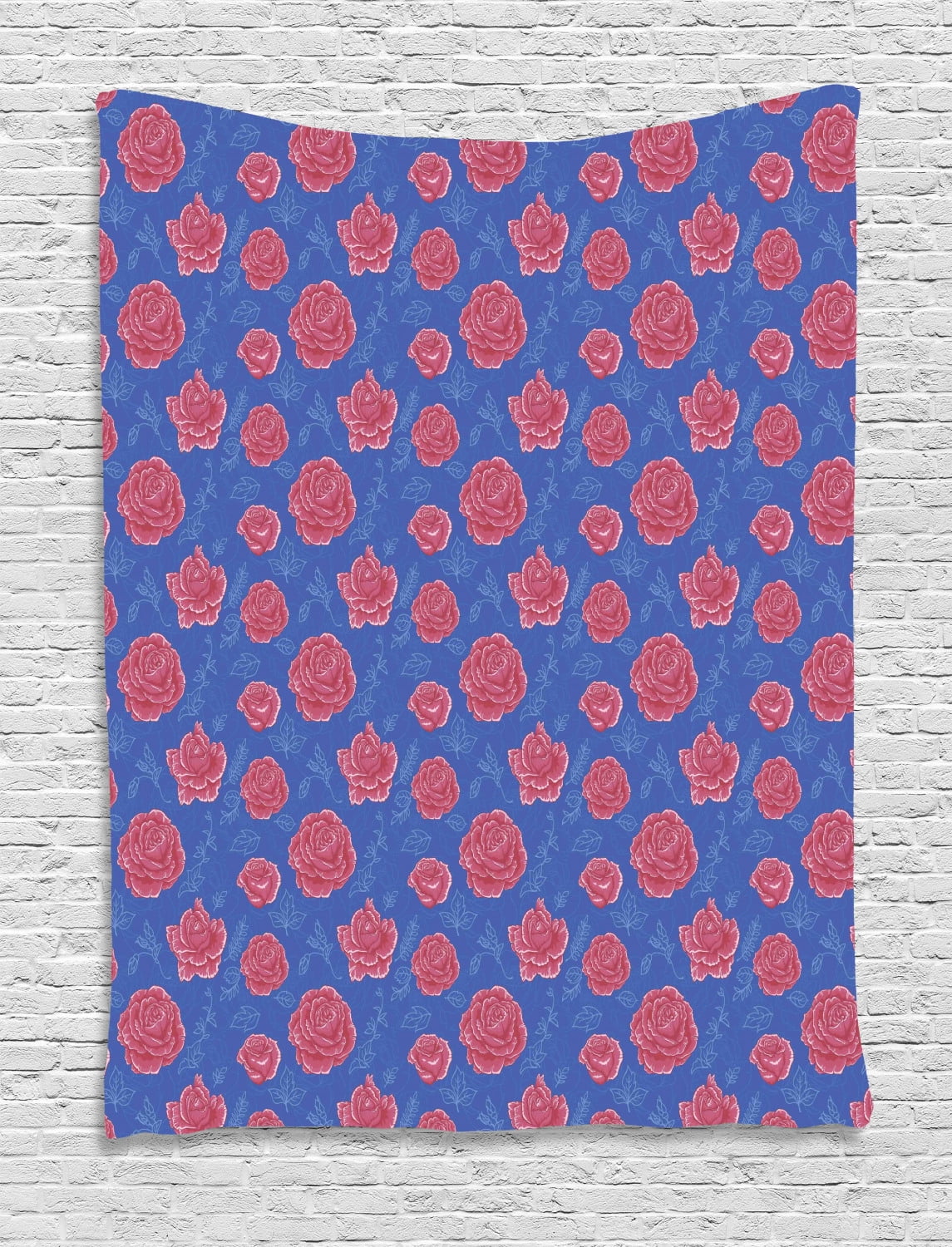 Rose Tapestry, Romantic Bicolour Design Petal Pattern with Outline