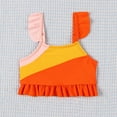thumbnail image 6 of CAICJ98 Toddler Girl Swimsuit Summer 2 Piece Little Girls Bathing Suit Beach Girls' Color Block Bikini Swimwear (18-24 Months,Orange), 6 of 8
