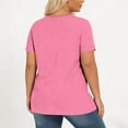 thumbnail image 5 of ClodeEU Women's Round Neck Short Sleeve Pleated Flowy Tunic Top,Casual Loose Curved Hem Blouse Pink,Women's Plus XXXXL, 5 of 6