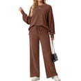 thumbnail image 6 of Cueply Two Piece Sets for Women Outfits Fall Lounge Set Sweatshirt Knit Pullover Sweater Tops Wide Leg Pants, 6 of 8