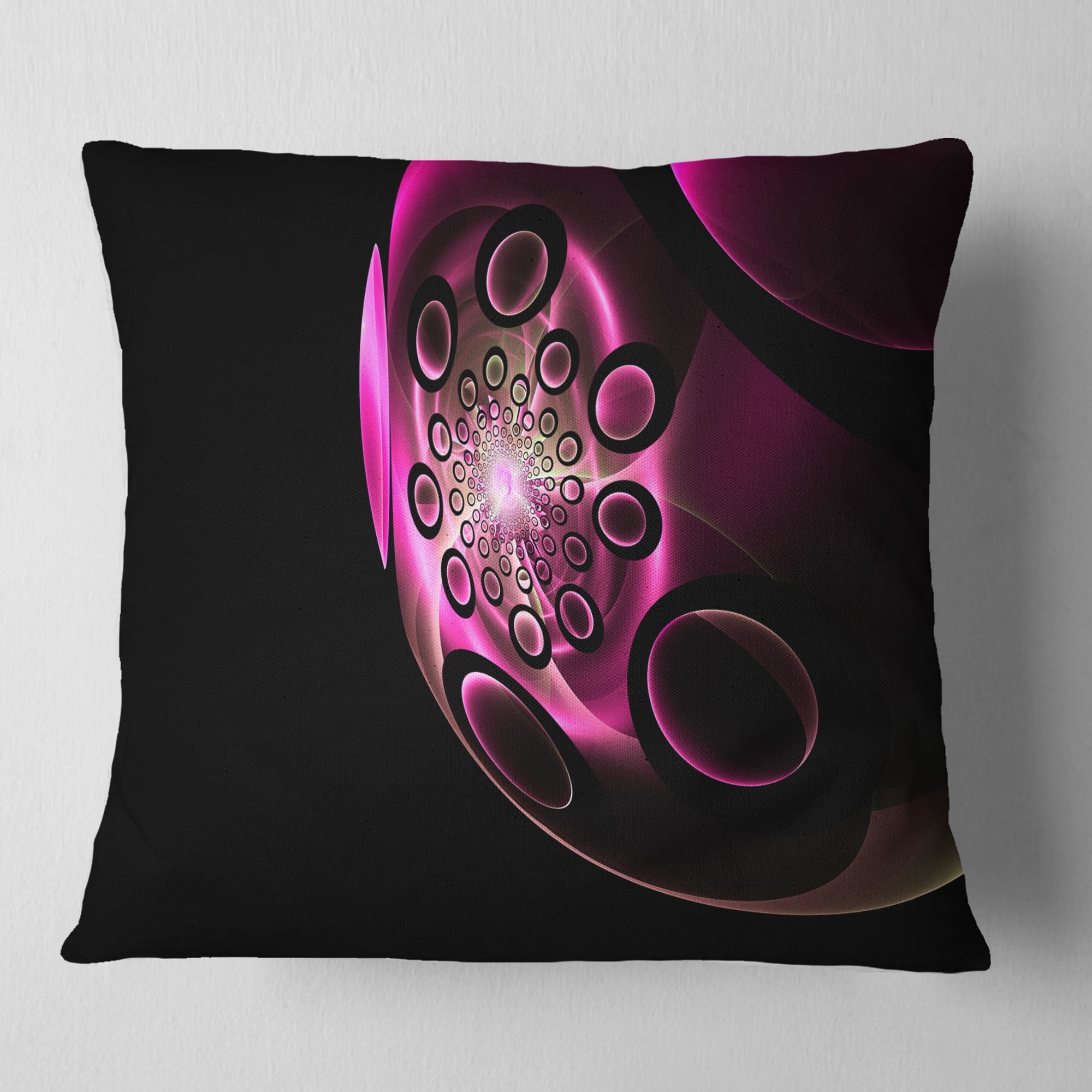 Designart Purple Fractal Sphere in Dark - Floral Throw Pillow - 16x16