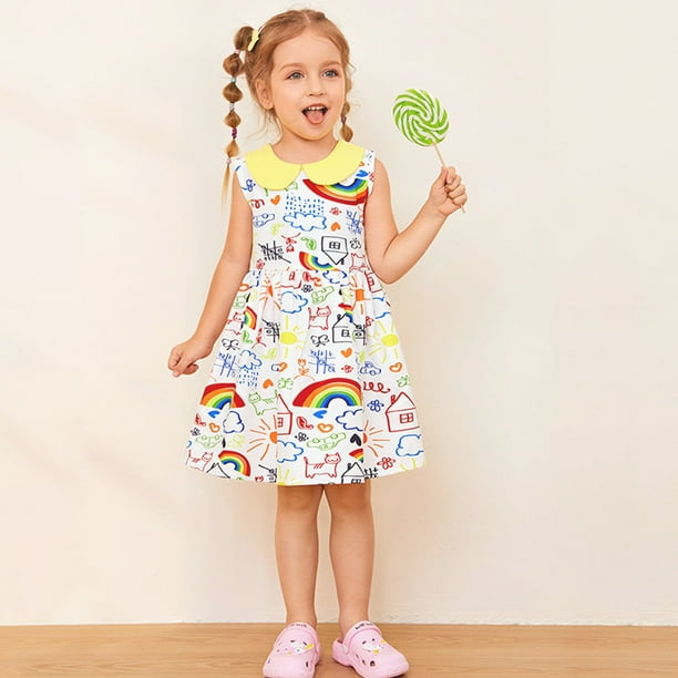 Vestido para nina pequena vestidos de verano para ninos pequenos falda comoda para ninas vestido de tirantes ropa para ninas pequenas 120cm Bodega Aurrera en linea
