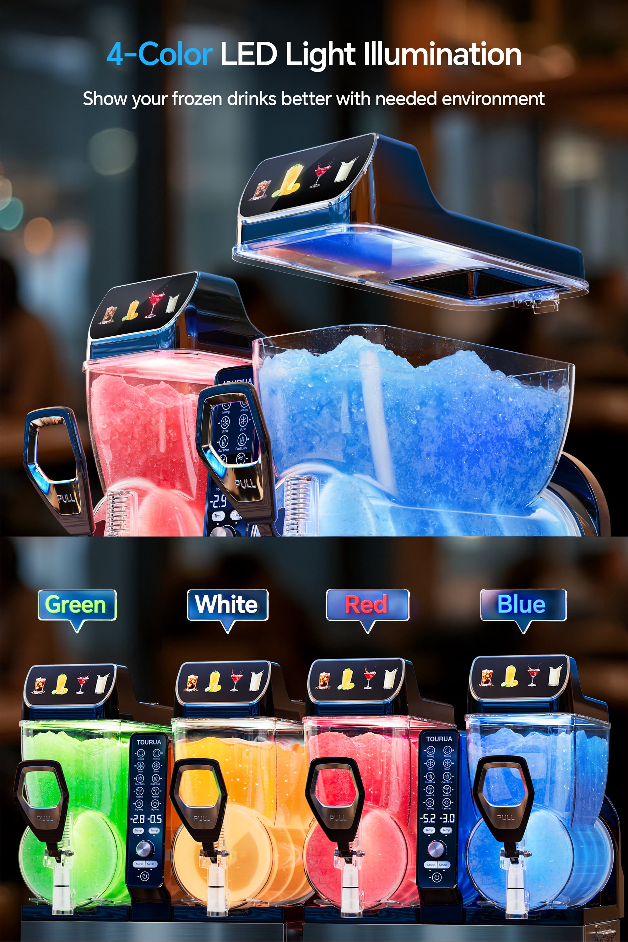 Tessanovi Commercial Slushie Machine, Margarita Daiquiri Wine Frappe Slush Frozen Drink Machine, 30L