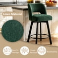 thumbnail image 3 of ClinQ 26" Counter Height Bar Stools Set of 2, Upholstered Fabric Bar Chairs with Backrest, Metal Legs and Black Footrest Ring, Green, 3 of 6