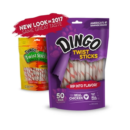 Dingo Twist Sticks Chicken In The Middle Rawhide Chew -50 CT