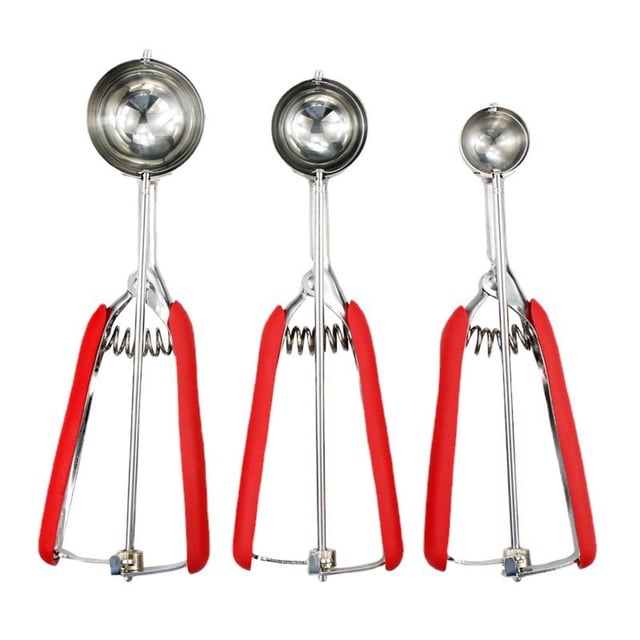 3 Cucharas para Galletas, Cucharas para , Cuchara Moderna para Hacer Bolas de Fruta, Cuchara para Hacer Bolas de Melón con Resorte, Utensilio de