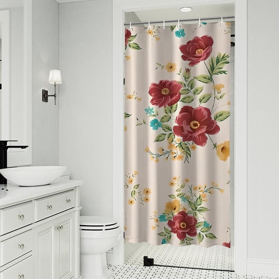Pioneer Flower Floral Print Pattern Shower Curtain 36"x72" ,Bathroom Decorative Shower Curtains Set with 12 Hooks,Modern Waterproof Washable Shower Curtain